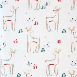 Bumbac imprimat model Craciun - Glitz Deer White Red - Img 2
