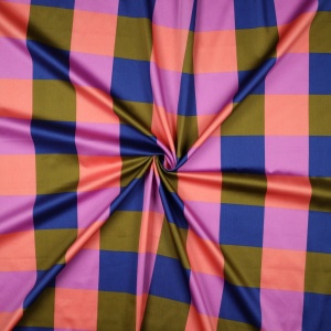 Bumbac satinat imprimat - Large Gingham Cobalt - Img 1