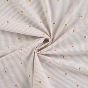 Bumbac Seersucker in dungi cu broderie - Daisy Sand - Img 2