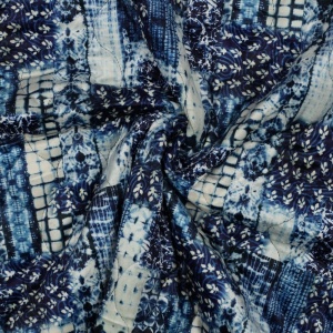 Catifea matlasata Digital Patchwork - Blue - cupon 75 cm