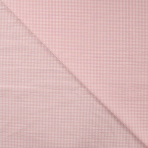 Cupon 15cm - Bumbac gofrat Seersucker cu carouri Vichy - Nude Pink - Img 2