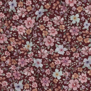 Cupon 30 cm - Poplin premium digital - Flowers Burgundy