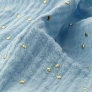 Cupon 60 cm - Muselina cu buline aurii - Glitz Glacier - Img 2