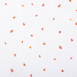 Cupon 65 cm - Muselina imprimata cu inimioare - Coreo White - Img 3