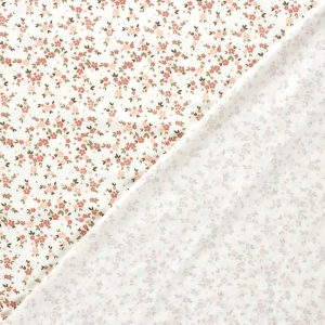 Cupon 70cm - Jerse Bumbac imprimat cu flori mici- Bouquet Ivory - Img 2