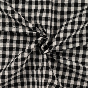 Cupon 70cm - Material bumbac Seersucker Jacquard- Checks Black White
