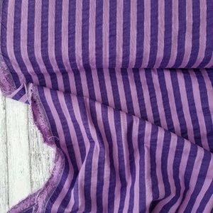Cupon 90cm - Bumbac gofrat Seersucker cu dungi - Violet - Img 3
