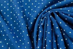 Material 100% In prespalat imprimat - Mini Dots Albastru Royal - Img 3