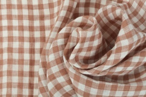 Material 100% In prespalat subtire - Gingham Chestnut - Img 2