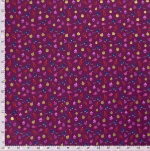 Material bumbac - Christmas Chirp Wine - Img 3