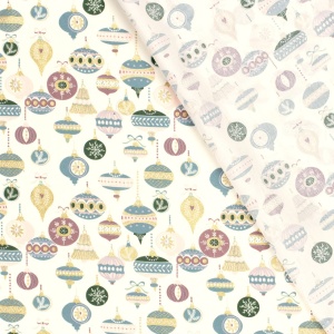Material Craciun Poplin - Christmas Balls Ivory - Img 3