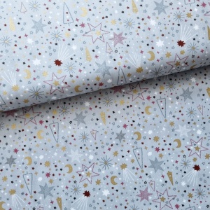 Material Craciun Poplin - Shooting Stars Grey - Img 2
