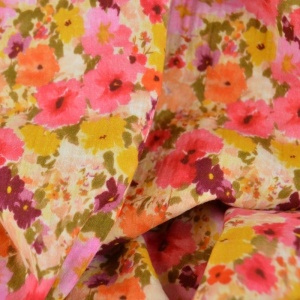 Muselina premium imprimata digital - Aquarelle Flowers