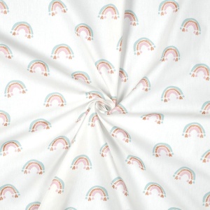 Poplin imprimat - Glitter Rainbows White