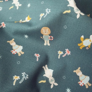 Poplin imprimat - Summer Holyday Animals Green - Img 3