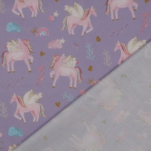 Poplin imprimat - Unicorns Lavender - Img 3
