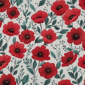 Poplin premium digital - Poppy Flowers Ecru - Img 4