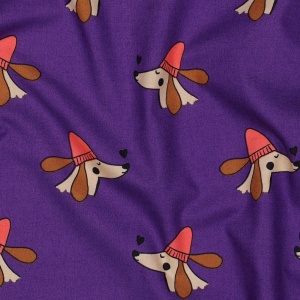 Poplin premium imprimat - Dogs Purple