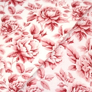 Poplin premium imprimat - Vintage Roses Red