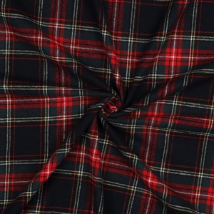 Bumbac flanel in carouri tartan - Navy-Rosu, culoare Albastru/Rosu, compozitie 100% bumbac - imagine 2