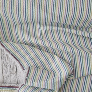Bumbac gofrat Seersucker cu dungi - Summer Stripes - Img 3
