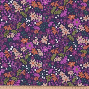 Bumbac imprimat cu flori - Violet Bouquet - Img 4
