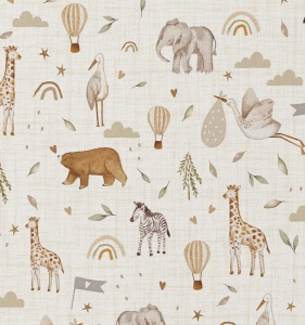 bumbac poplin imprimat cu animale