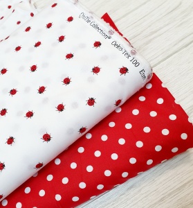 Bumbac imprimat - Dots Red - Img 3
