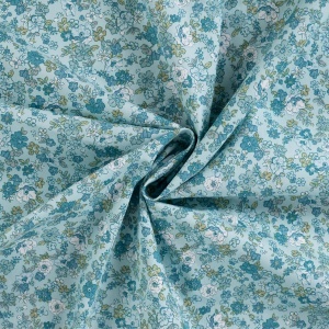 Bumbac imprimat - Flowers Dusty Blue - Img 3