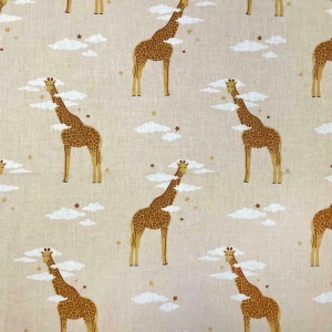 Bumbac imprimat - Giraffe Head in cloulds