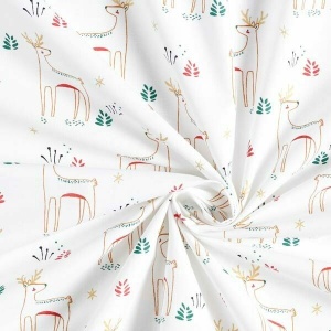 Bumbac imprimat model Craciun - Glitz Deer White Red - Img 3