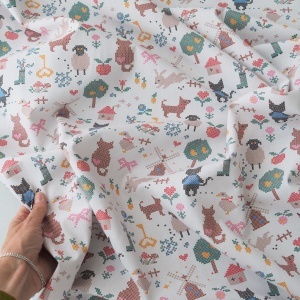Bumbac imprimat - Stitched Animals - Img 2