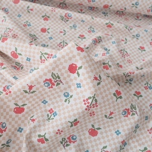 Bumbac imprimat - Stitched Flowers