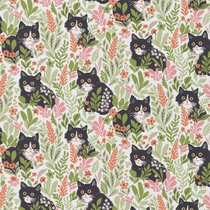 Cupon 45cm - Bumbac imprimat - Lucky Cat Floral