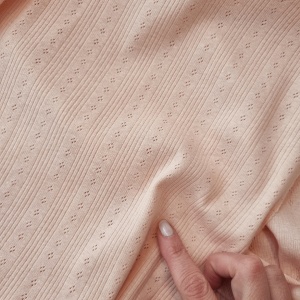 Cupon 95cm - Tricot 100% bumbac - Pointoille Stripe Soft Rose - Img 3