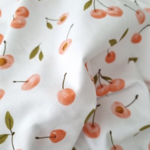 Jerse bumbac digital imprimat cu cirese - Cherry White