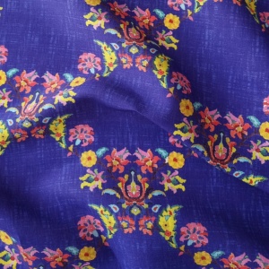 Material 100% In Imprimat - Bright Florals Blue - Img 1