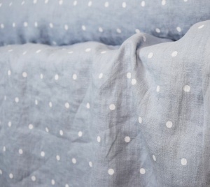 Material 100% In prespalat imprimat - Polka Dots Bleu