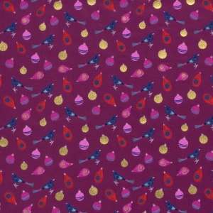 Material bumbac - Christmas Chirp Wine - Img 4