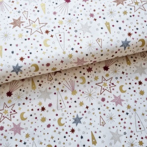 Material Craciun Poplin - Shooting Stars Ivory - Img 2