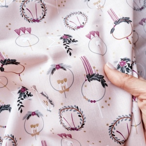 Material Craciun Poplin - Wreath Pink - Img 4