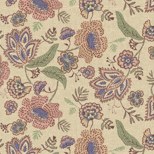 Material home decor - Oriental Flowers Ecru