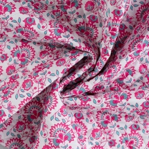 Material matlasat cu doua fete - Ethnic Flowers Fuchsia - Img 4