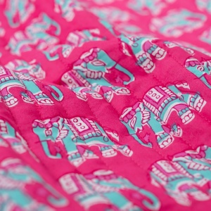 Material matlasat din voal de bumbac - Elephant Stripe Fuchsia - Img 3