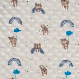 Plush Minky Dot - Bears & Rainbows Dusty Blue - Img 4