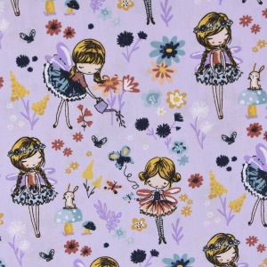 Poplin imprimat - Magical Garden Lilac