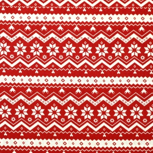 Poplin imprimat - Nordic Pattern Red