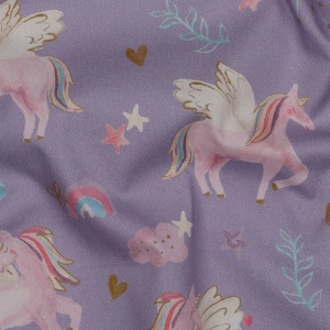 Poplin imprimat - Unicorns Lavender
