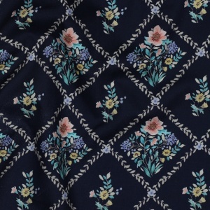 Poplin premium digital - Garden Lattice Navy - cupon 85 cm