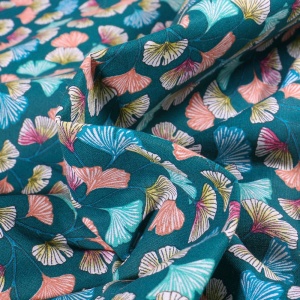 Poplin premium imprimat - Ginko Emerald
